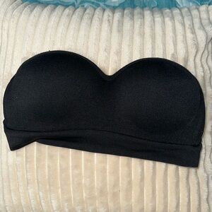 Black push-up bandeau with molded cups.